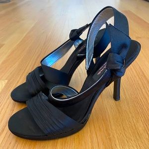Nina New York satin strappy heels, black, 9.5